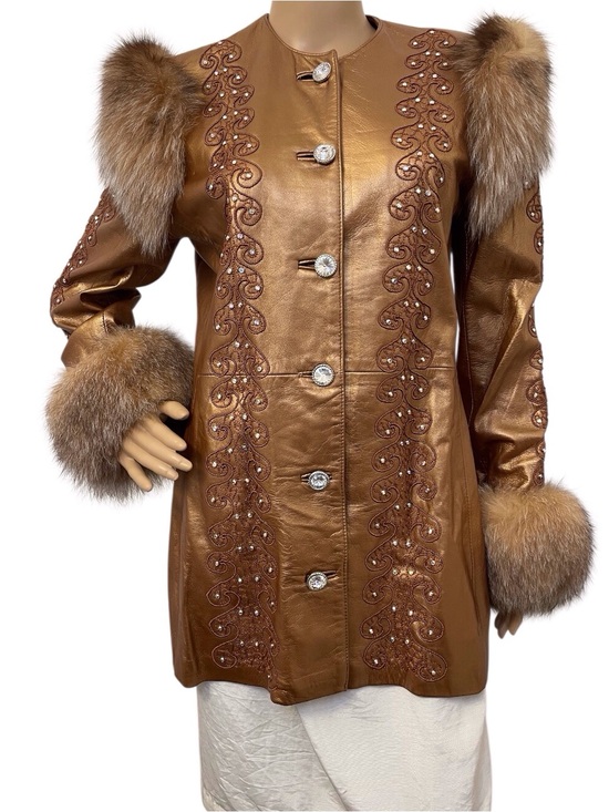 Dero by Rocco D’Amelio Jackets & Blazers - Vintage Dero by Rocco D'Amelio Women's Metalic Copper Fur Jacket,M